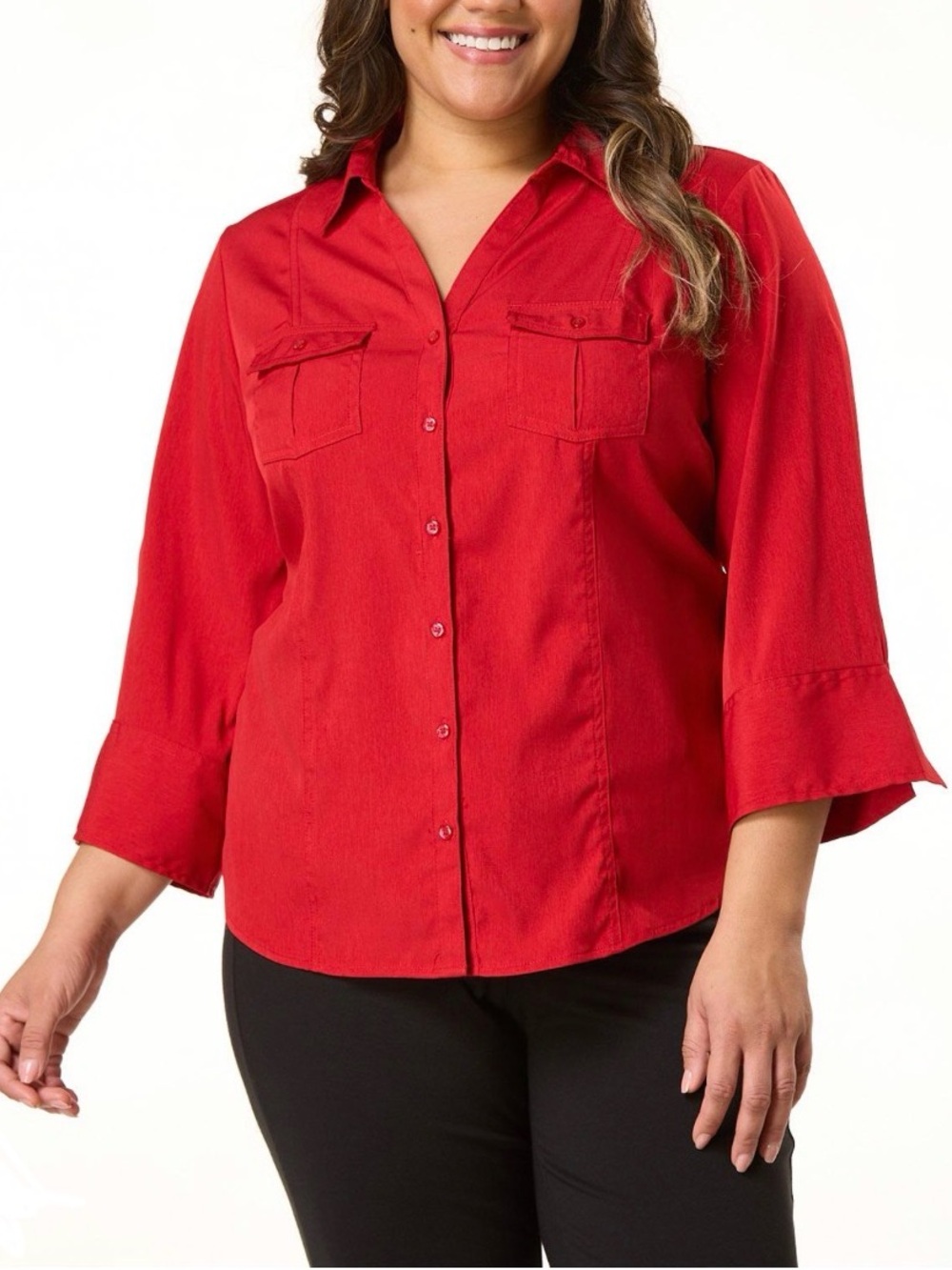Cato Hot Pink cherry Petite Button-Up Shirt